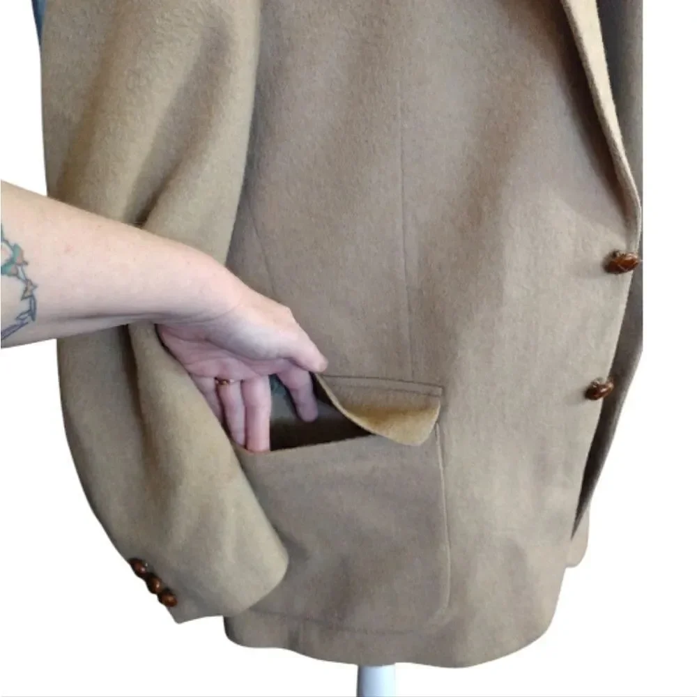 VTG 90s Bergren's Tacoma‎ Beige Camel Hair Blend Sport Coat Blazer SZ 42R